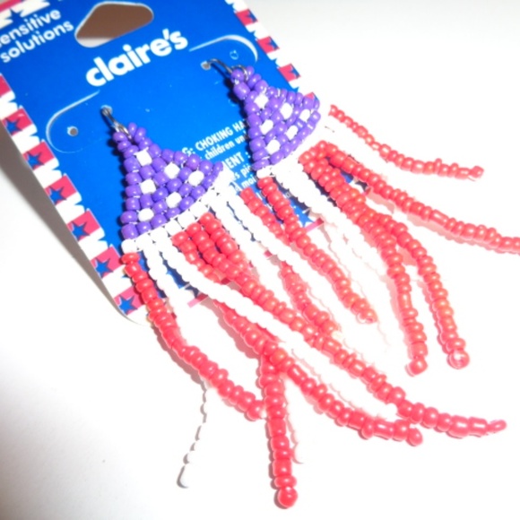 Red White Blue Dangle Earrings - Picture 4 of 7